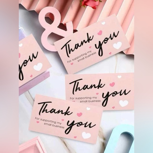 50 Piece Set of Pink Thank You Cards. - Picture 3 of 5